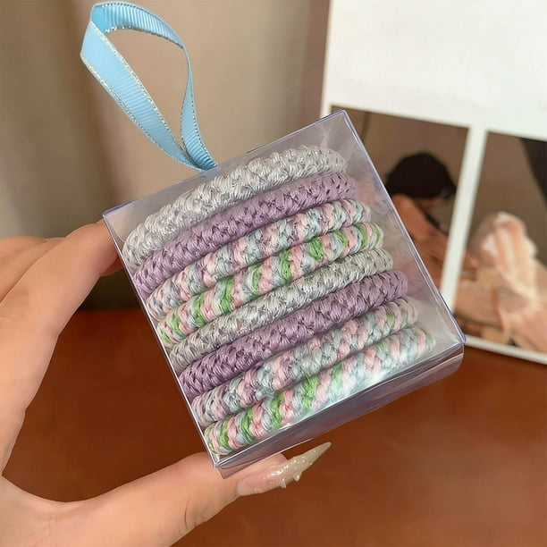 Coleteros - Paquete de 8 gomas elásticas de colores para el pelo. Ideales para cabello grueso, liso y rizado, y para sujetar trenzas.