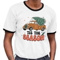 thumbnail image 2 of Retro Tis the Season Ringer Tee Shirt Unisex Large White/Black, 2 of 5