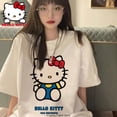 thumbnail image 2 of Camiseta Kawaii Hello Kitty para mujer, blusa de algodón japonesa, camiseta de manga corta, ropa de calle para mujer, ropa suelta Sanrio Kuromi Y2k xuanjing  unisex, 2 of 2