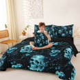 thumbnail image 4 of Homewish Watercolor Skull Skeleton 7-Piece King Bedding,Halloween King Bed in a Bag,Teal Flowers Bed Set,Black Reversible, 4 of 8