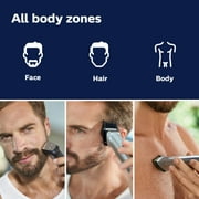 Philips Norelco Multigroom Series 7000 23 Piece Mens Grooming Kit, Trimmer For Beard, Head, Body, and Face - No Blade Oil Needed, MG7750/49