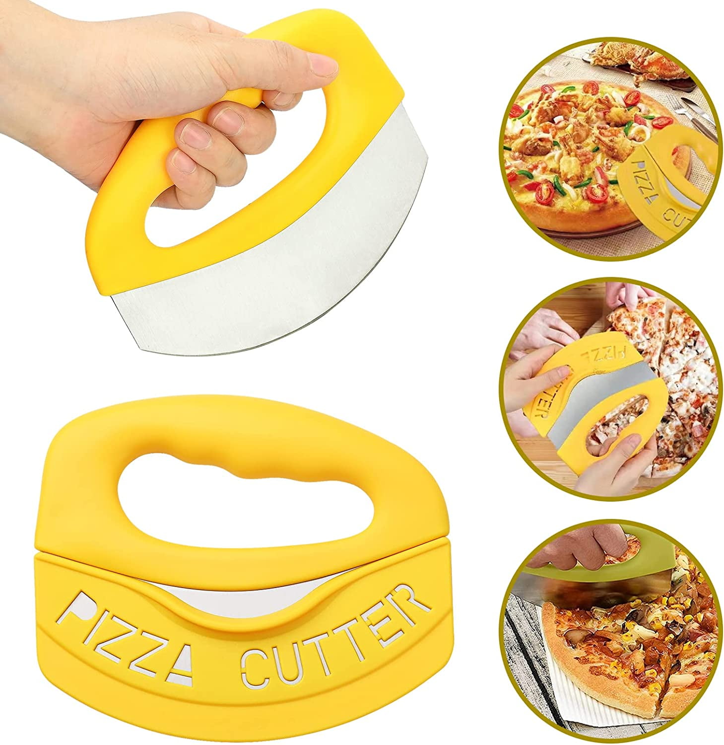 Tintec Pizza Cutter Food Chopper Super Sharp Blade Premium Stainless Steel Pizza Cutter Rocker