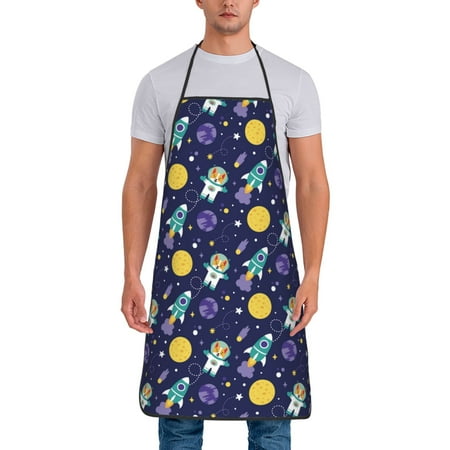 

Wukai Astronaut Corgi Print Aprons Adjustable Bib Aprons Cooking Kitchen Chef Apron for Women and Men