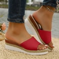 thumbnail image 2 of Dakaela Slip on Wedge Sandals for Women Open Toe Platform Slides Espadrilles 2.16 Inch Comfortable Dressy Beach Summer Mules Shoes Red 9, 2 of 8