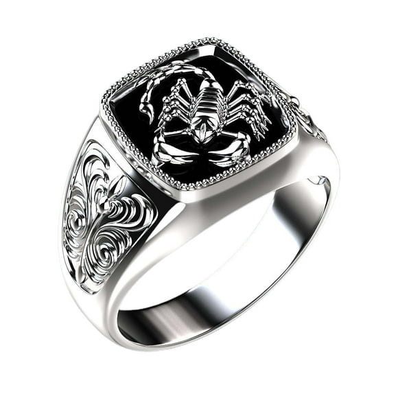 Visland Creative Alloy Scorpio Relief Men Ring Silver Wedding Band Jewelry Accessory for Anniversary
