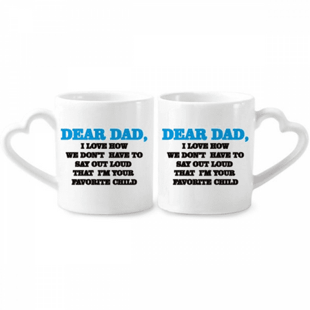 

Dear Dad Letter Festival Quote Couple Porcelain Mug Set Cerac Lover Cup Heart Handle