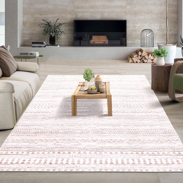 Garvee 5x7 Geometric Area Rugs Bohemian Rug, Machine Washable Rug Farmhouse Accent Rug Throw Floor Carpet for Living Room Bedroom Hallway Home Decor, Brown