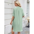 thumbnail image 6 of Deago Women's Short Sleeve V Neck Button Down Shirt Dresses Casual Loose Summer Dress Swimsuit Cover Up (Green, M), 6 of 8