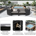 thumbnail image 5 of Harper & Bright Designs Spa Surround Spa Frame Quadrilateral Outdoor Rattan Sectional Sofa Set with Mini Sofa, Wooden Seats and Storage Spaces for Free Combination, Grey, 5 of 21