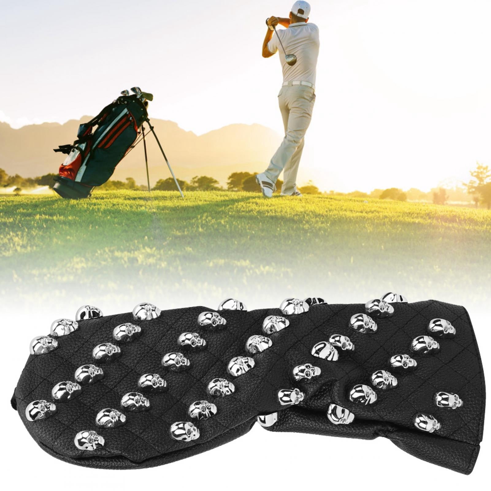 Nieyigj Premium PU Leather Skull Golf Club Head Cover for Fairway Woods, Water-Resistant Padded Protection, Medium Black (12.8 in / 32.5 cm) Headcover Accessory