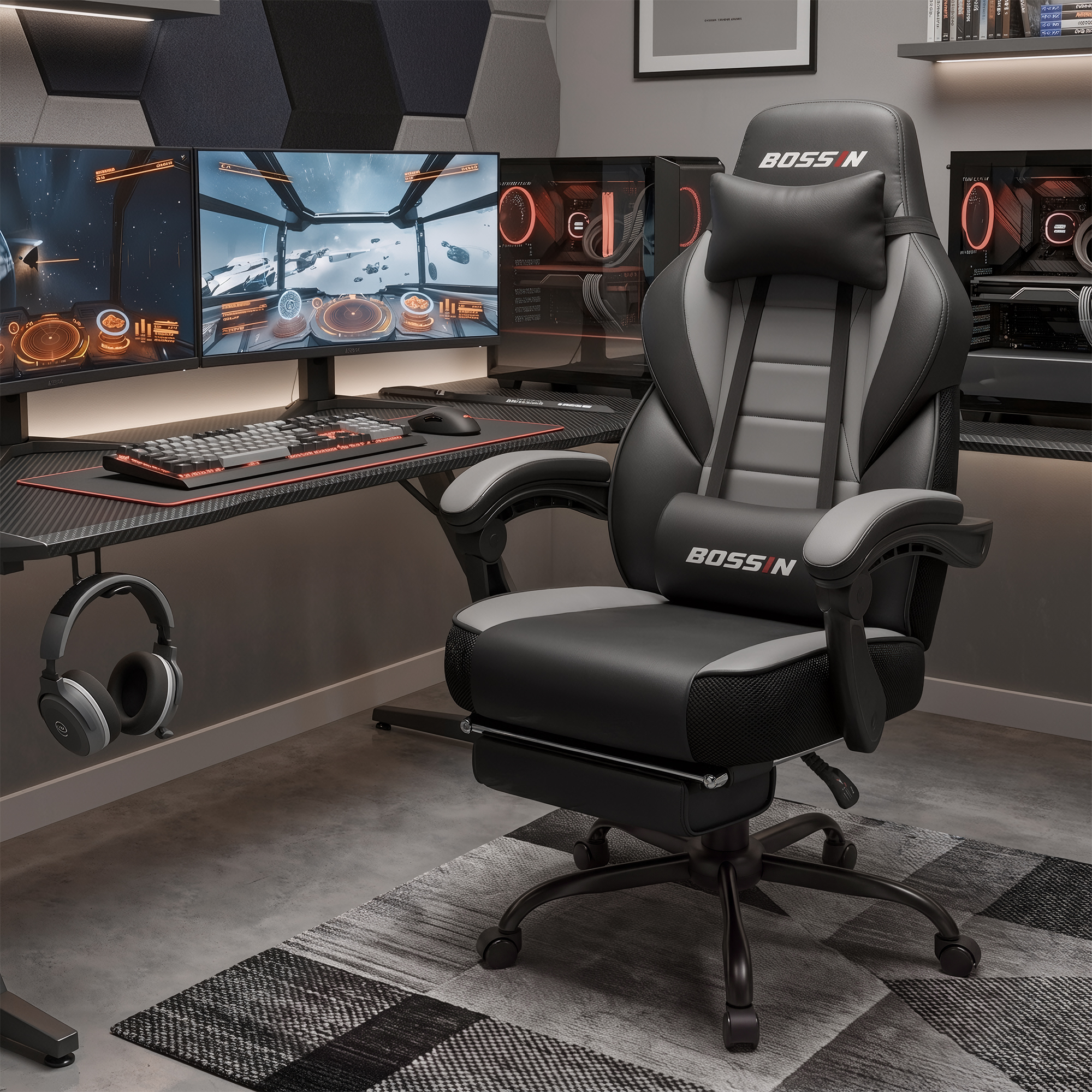 Bossin Gaming Chair with Massage, Footrest, and Lumbar Support photo 2