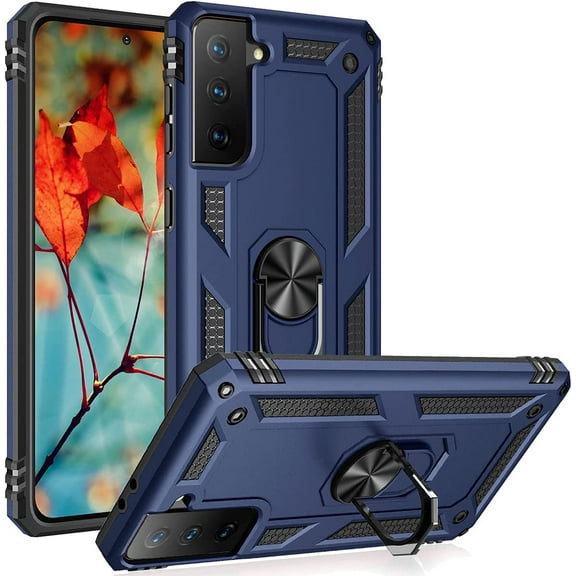 S21 FE Case, Samsung Galaxy S21 FE Case Military Grade Protective with Magnetic Car Mount Ring Holder Stand Cover for Samsung Galaxy S21 FE - Blue