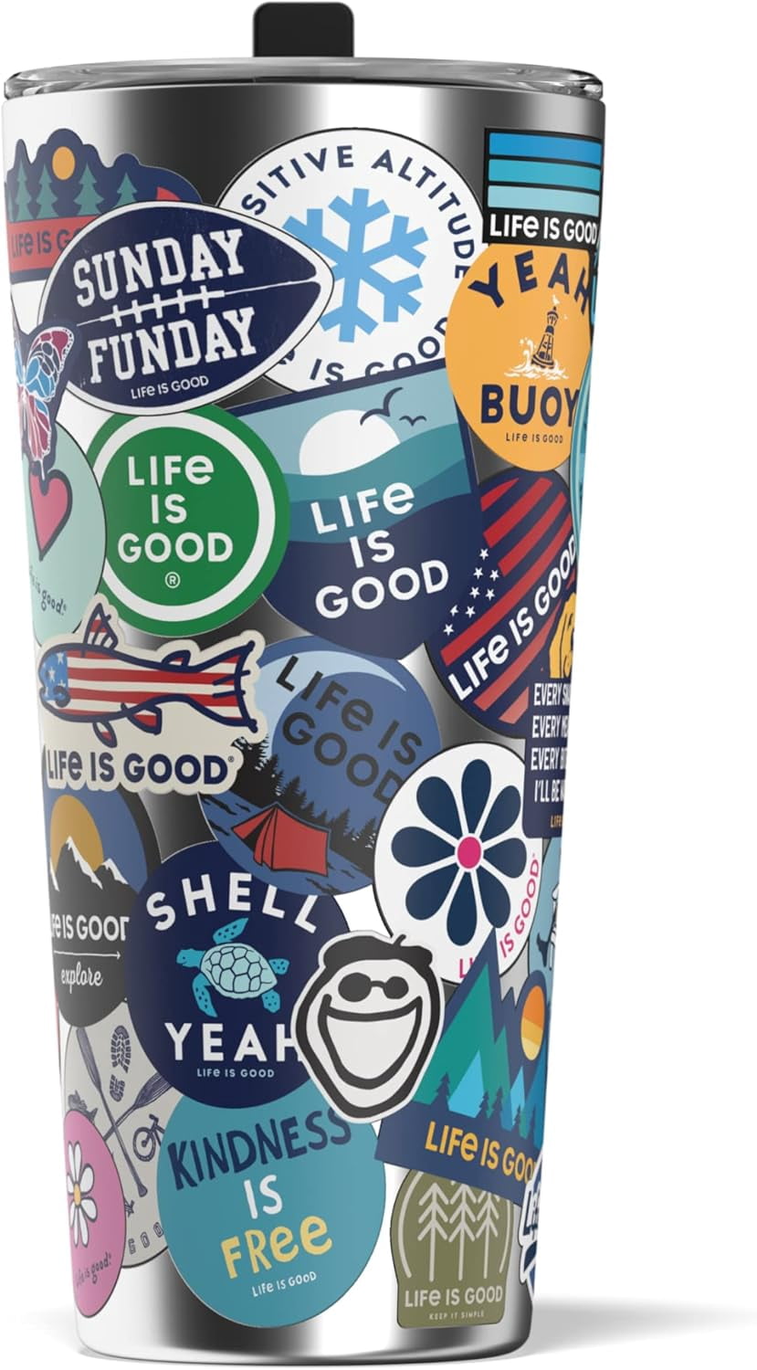 Life is Good 25oz Stainless Steel Insulated Tumbler Sticker Collage