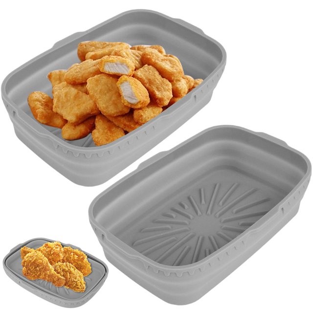 2 Pcs Casserole en Silicone pour Friteuse à Air Chaud, Doublure Réutilisable pour Friteuse à Air, Panier Rectangulaire pour Friteuse à Air, Poêle Antiadhésive pour Friteuse à Air, Plateau de Cuisson en Silicone Résistant à la Chaleur pour Friteuse à Air, Accessoires pour Friteuse à Air pour Friteuse à Air de 8 Qt