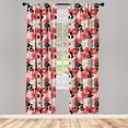 thumbnail image 3 of Ambesonne Floral Curtains, Circled Abstract, Pair of 28"x95", Pink and Black, 3 of 5
