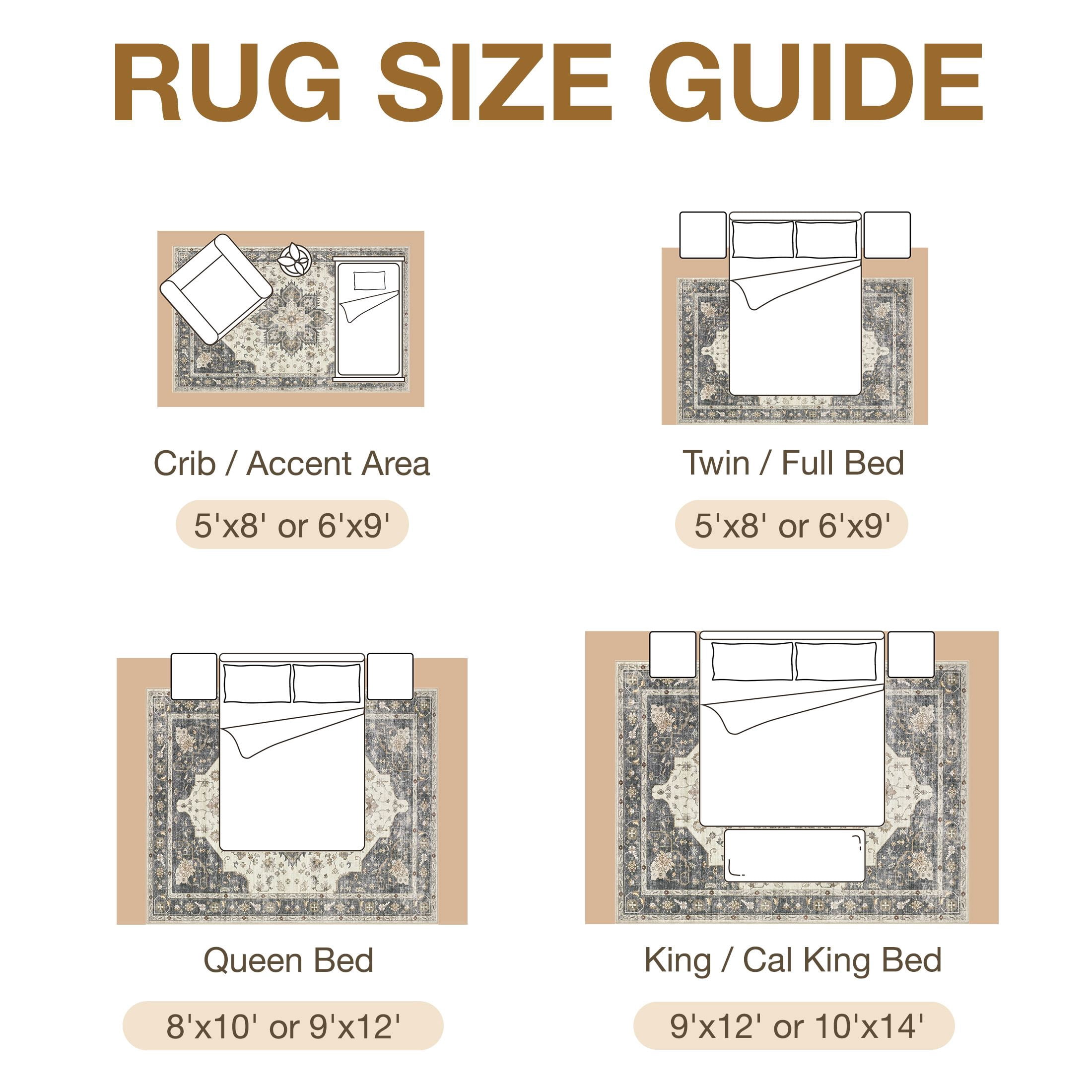 Uermei 9'x12' Large Area Rug for Living Room: Non-Slip Washable Stain Resistant Foldable Carpet for Bedroom Dining Room Office Home Decor - Beige Blue