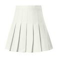 thumbnail image 5 of Skirt Loose Fit Stretch Waist Pleated Skirt Pockets A Line Mini Skirt For Summer Daily Wear Comfortable Flowy Feminine Outfit White L, 5 of 8