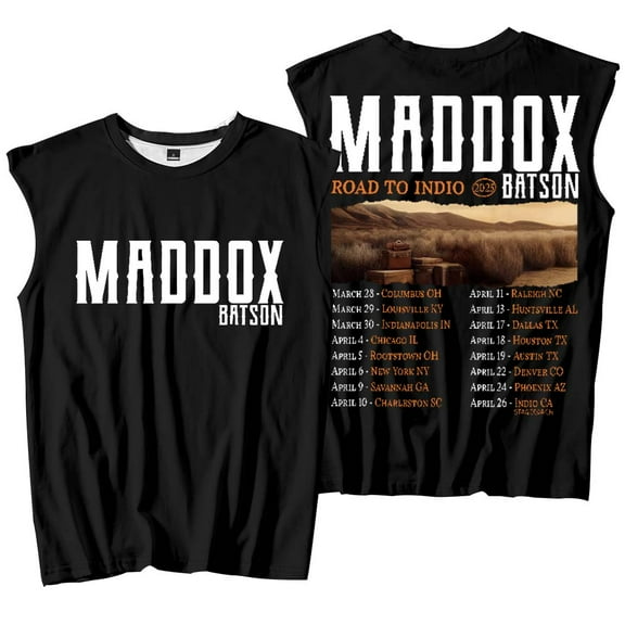 Maddox Batson Road To Indio Tour 2025 Tank Tops Sleeveless Sport Vest Women Men Casual Outdoor Sportwear