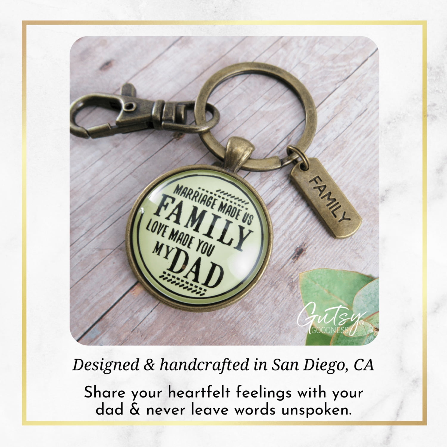 Bonus Dad Gutsy Goodness Bronze Keychain Marriage Made Us Family Love Mens Key Ring Wedding Jewelry Gift