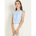 thumbnail image 3 of Blusas Elegante Sin Mangas Vintage De La Década De 1950 Con Volantes Para Oficina De Negocios Para Mujer Azul M, 3 of 6
