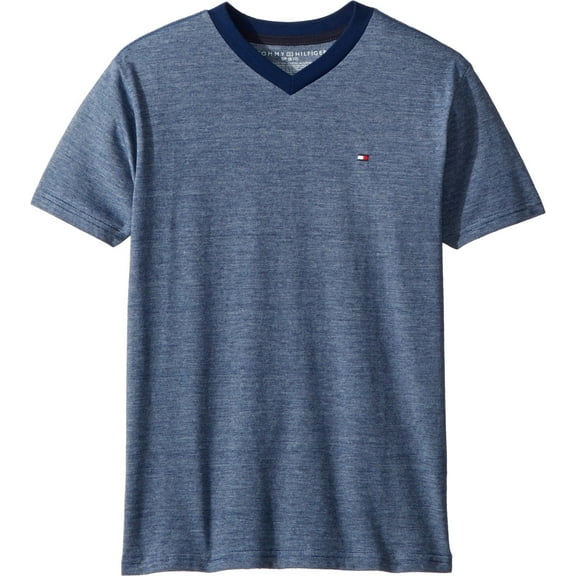 Tommy Hilfiger Boys' Short Sleeve V-Neck Estate Blue, 6
