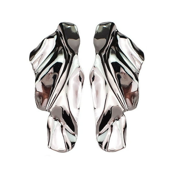 Statement Geometric Texture Earrings for Women,Large Fashion Irregular Minimalism Metal Earrings,Rectangle Large Hypoallergenic Leaf Earrings Trendy Jewley(Silver)