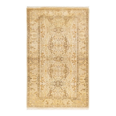One of a Kind Hand Made Mogul Oriental Wool Area Rug Ivory 3 x 5