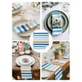 thumbnail image 3 of Blue Teal Brown Striped Cloth Napkins Set of 4 Reusable Dinner Napkins, Farmhouse Stripes Simple Art Cocktail Napkin Washable Table Napkins for Wedding/Holiday Party/Baby Shower 20"x20", 3 of 7