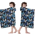 thumbnail image 4 of Blue White Butterfly Pattern Hooded Bath Towel，50"x30" for Ages 3 To 12 Kids, Quick Dry Lightweight Soft Microfiber Hood Beach Towel Cover Up for Kids, 4 of 7