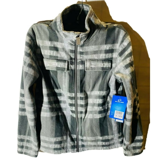 Slalom Boys' Full-Zip Fleece Jacket Gray Plaid - MEDIUM