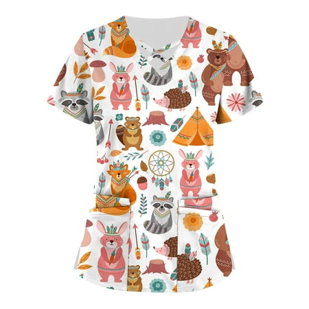 

Perfect Summer Gift! On Sale HIMIWAY High Quality Women 2023 Summer Loose Large Size Casual Print V-Neck Short sleeve Shirt Orange M
