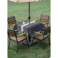 thumbnail image 5 of Outdoor Tablecloth with Umbrella Hole, Beige Striped Spillproof Waterproof Outdoor Table Cover, Midnight Blue Geometric Simple Retro Patio Tablecloths for Party/Garden/Picnic, Square 54"x54", 5 of 9