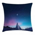 thumbnail image 1 of Half Moon Throw Pillow Cushion Cover, Beautiful Snowy Mountains Aurora Borealis, Decorative Square Accent Pillow Case, 20" X 20", Pale Purple Sea Blue Dark Violet Blue Night Blue, by Ambesonne, 1 of 2