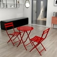 thumbnail image 2 of Gzxs Outdoor Patio Bistro Set, Folding Round Table and Chairs Set, 3 Piece Foldable Garden Furniture Set, Space Saving Design, Red, 2 of 6