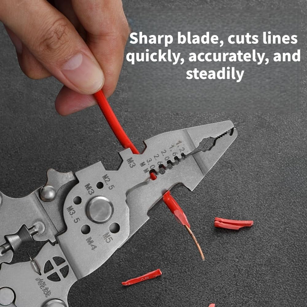 16 in 1 Wire Stripper Twister for Cutting and Pulling Wires,Made of Stainless Steel Foldable Voltage Testing Lighting Functions Specially Designed for Electricians