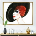 thumbnail image 2 of Designart 'Portrait of Woman Red Head Lady In Hat' Modern Framed Canvas Wall Art Print, 2 of 5