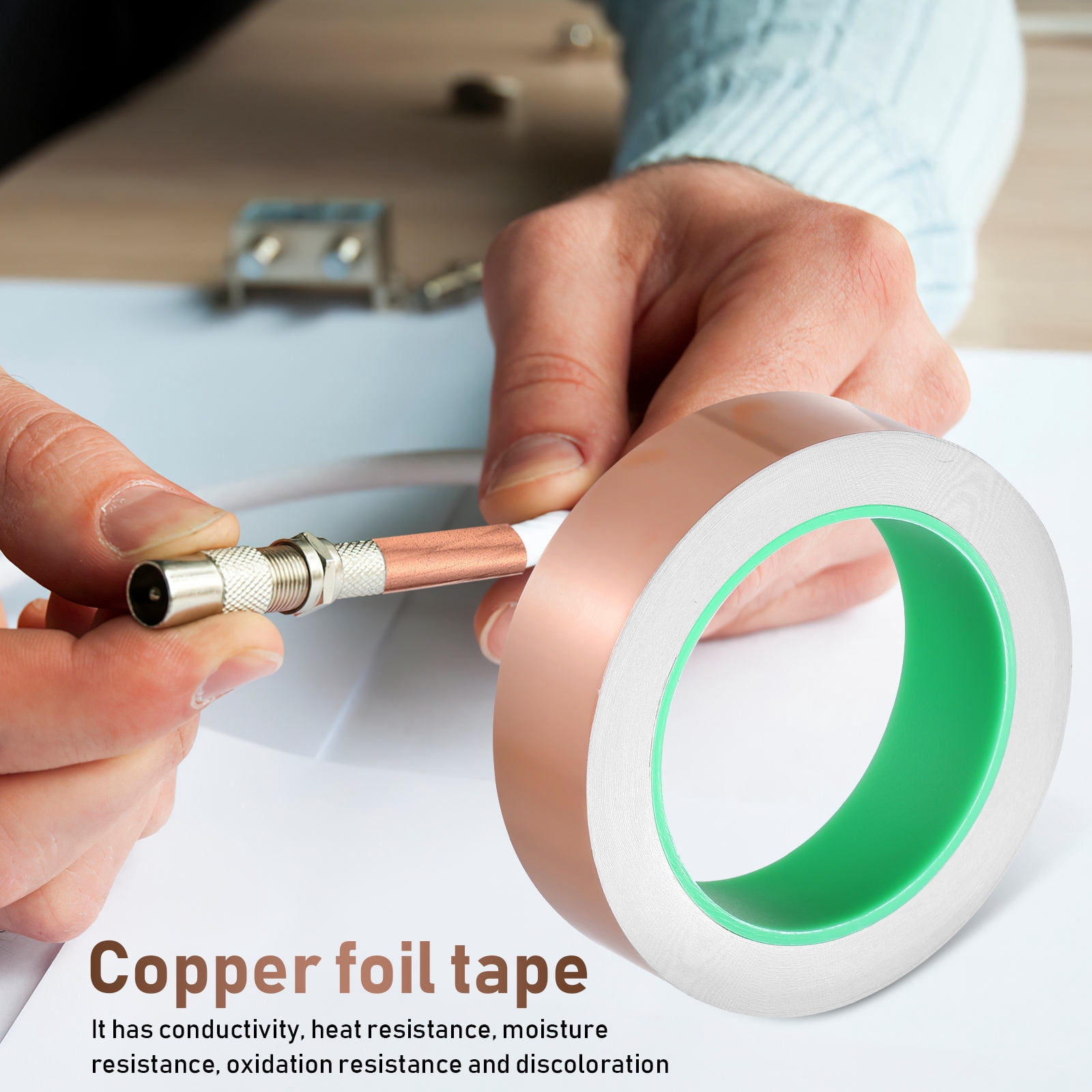 Amosfun Adhesive Copper Tape Rose Plated Gold for DIY Craft Projects Auto and Electrical Repairs