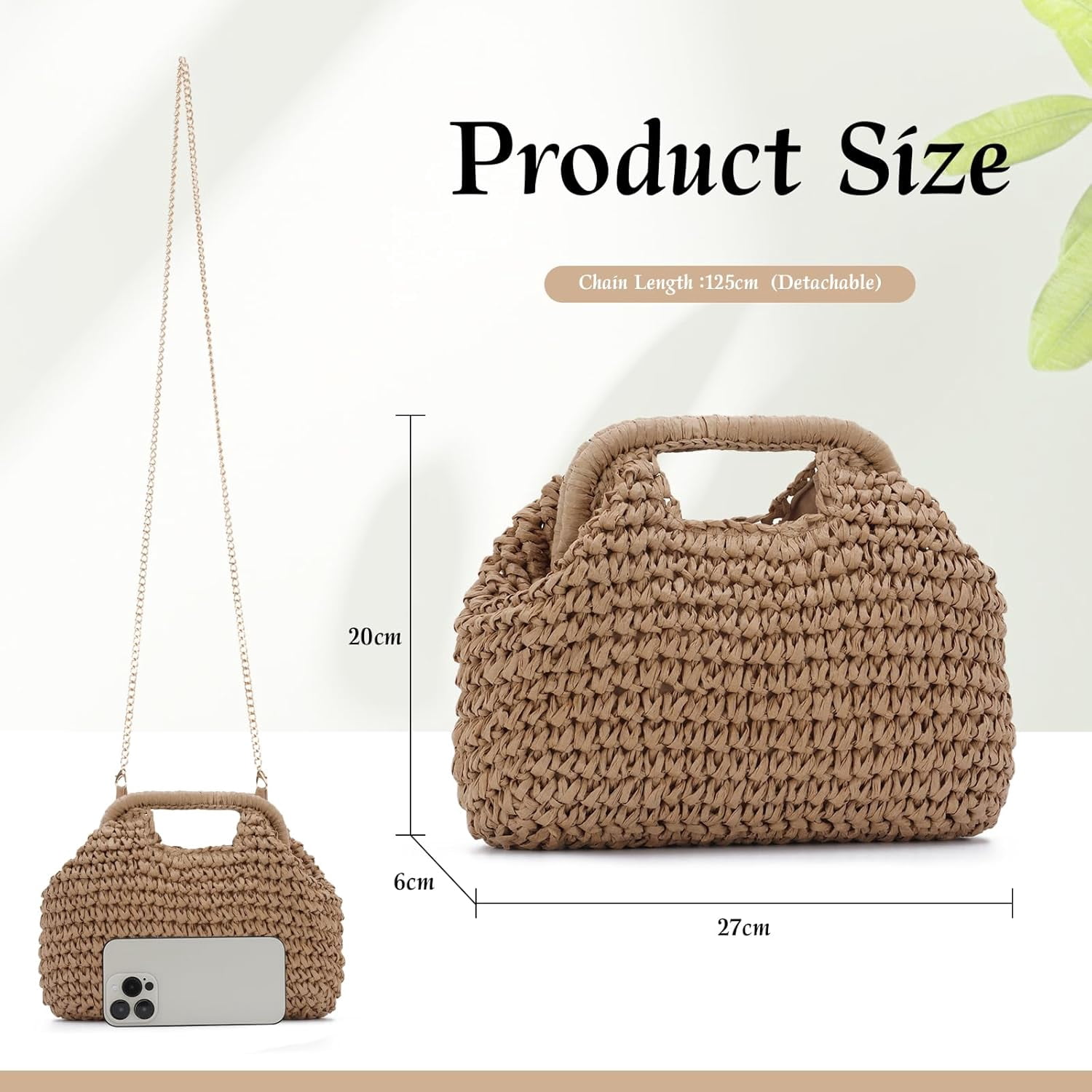 CAILDANL Straw Dumpling Clutch Purse Summer Vacation Beach Crossbody Bag for Women Pouch Straw Woven Handbag