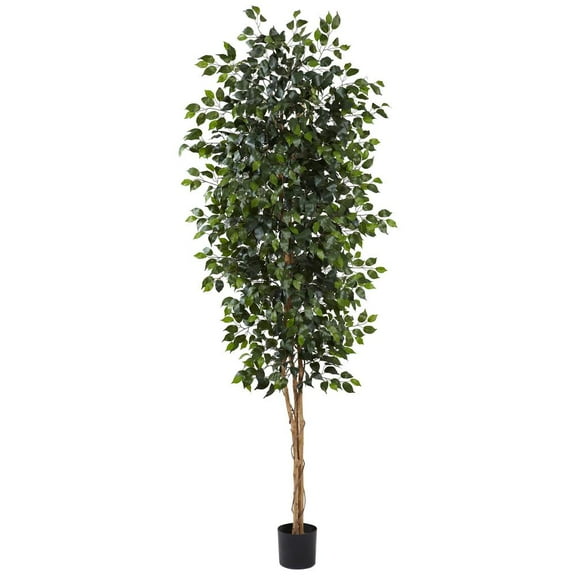 Nearly Natural Artificial 8ft. Ficus Tree 44” Wide Natural trunks Realistic look