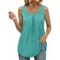 thumbnail image 4 of MOSHU Summer Tank Tops for Women V-neck Sleeveless Shirts Pleated Front Tops, 4 of 9