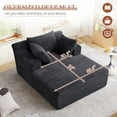 thumbnail image 4 of Lunale Chaise Lounge Indoor, Oversized Upholstered Lounge Chair, Plush Sleeper Sofa Bed, No Assembly Required, Black Corduroy, 4 of 12