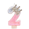 thumbnail image 2 of Pink Iridescent Number 2 Birthday Cake Candle with Crown Topper Princess Theme Girl 2Nd Birthday Party Decorations, 2 of 5