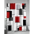 thumbnail image 5 of Shower Curtains Red White Geometric Art Bath Curtain Abstract Cube Line Waterproof Bathroom Shower Curtain Set with Hooks Decoration 72 x 84 Inches, 5 of 7