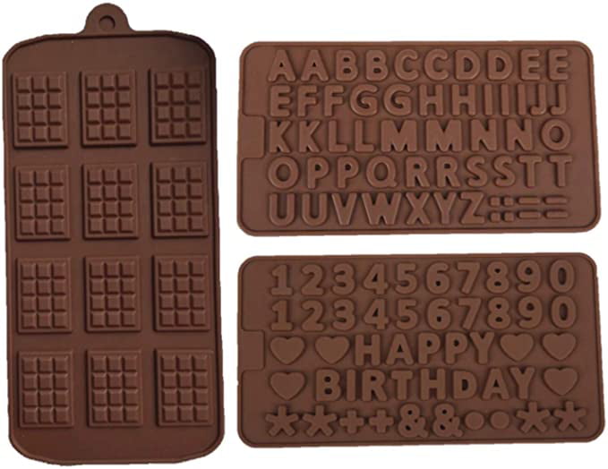48 Cavity Alphabet Silicone Mold,YuCool Letter Number Math Sign Mold with 1 pcs Numbers Baking Mould for Making Chocolate Biscuit Candy Ice Cube-Pink and Blue 