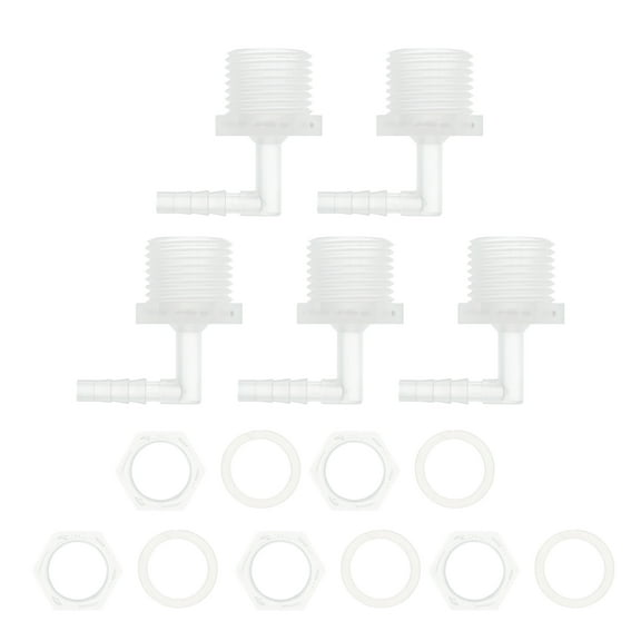 Unique Bargains 3/16" Hose ID G1/2 Male NPT Elbow Barb Connector PP Clear 1 Set