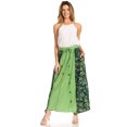 thumbnail image 5 of Sakkas Maran Women's Boho Embroidery Skirt with Lace Elastic Waist and Pockets - Sage Green - Plus Size, 5 of 5