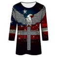 thumbnail image 3 of Womens Crewneck Patriotic Tshirts July 4th Festival 3/4 Sleeve Shirt Tops Casual Independence Day Pullover Tees Dark Gray, 2XL, 3 of 7