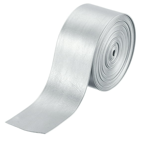 3 Yard 30mm PU Faux Leather Strips, Fold Over Leather Strap Roll Double Sided Faux Supplies for DIY Craft Projects, Silver
