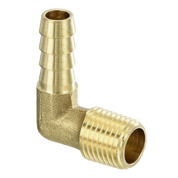 Brass Hose Barbed Elbow Fitting, 5/16" Barbx1/4" NPT Male 90 Degree
