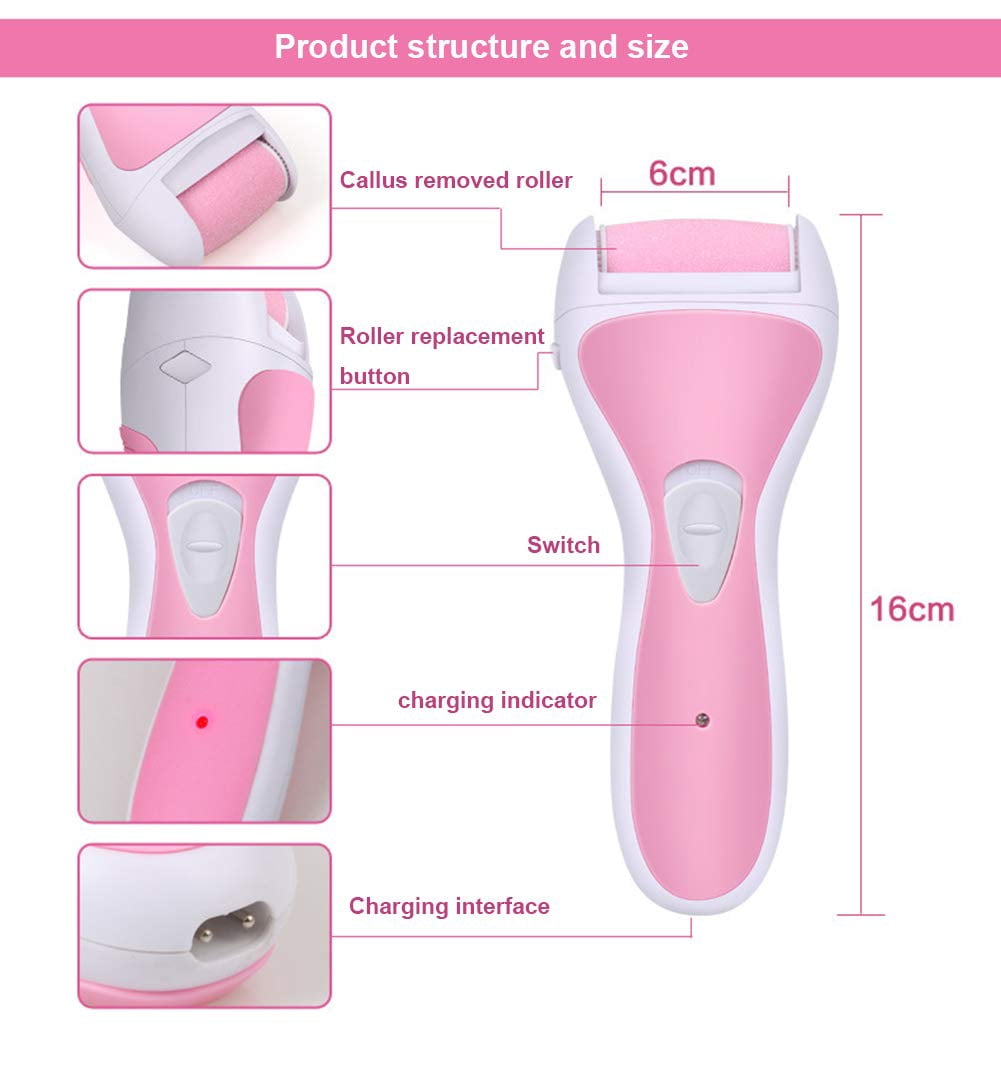 Electric Nail Repairer Set,Rechargeable Electric Foot File,Professional Feet Care for Cracked Heels (Pink)